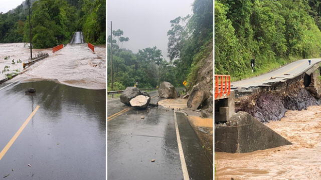 Una serie de daños se registraron en las carreteras de la selva en el sur. Fotos: Difusión