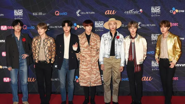 BTS en la red carpet de los 2019 Mnet Asian Music Awards.