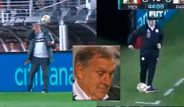 El ‘Tata’ Martino recibió un pelotazo de Eduardo Berizzo que lo dejó con un corte en el rostro 