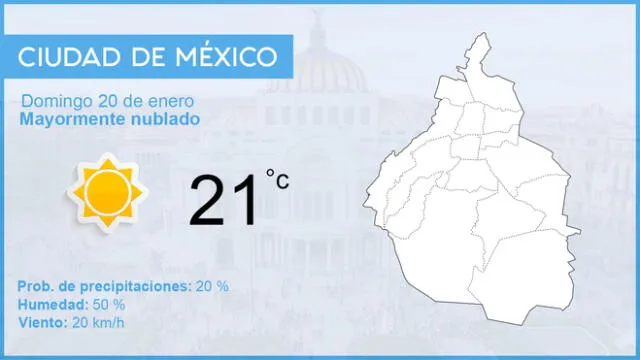 El clima en México para el domingo 20 de enero de 2019, según el pronóstico del tiempo