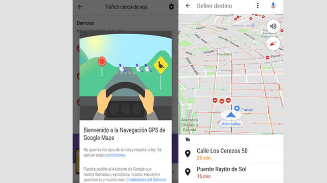 Activar el modo de conducción de Google Maps.