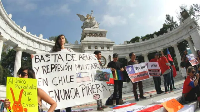 Chilenos protestan desde México. Foto: Víctor de la Cruz.