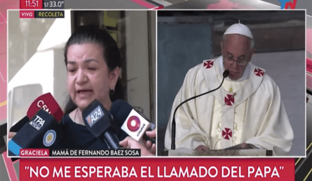 Madre de Fernando Báez Sosa se comunicó con el Papa.