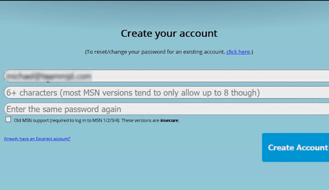 Crea una cuenta para usar con MSN Messenger, no tiene que ser una de Microsoft. Recomendamos no usar una personal (puedes crear otra solo para este propósito).