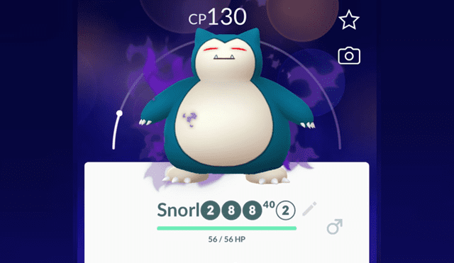 Snorlax oscuro en Pokémon GO.