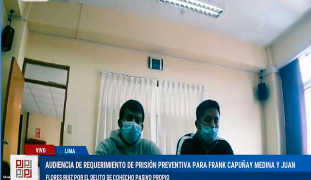 Agentes policiales participaron de audiencia virtual. Foto: Captura Justicia TV