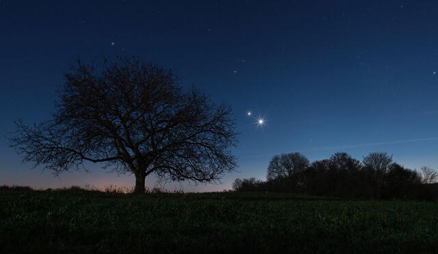 Júpiter y Saturno captados a finales de noviembre. Foto: Sebastian Voltmer