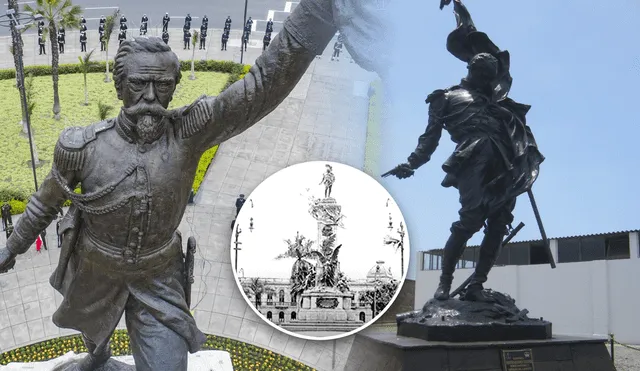 El primer monumento de la plaza Bolognesi fue criticada por Manuel González Prada. Foto: composición LR/El Peruano/Relatos de guerra/Tello Pedia