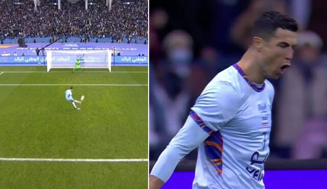 Cristiano Ronaldo anotó la paridad del Riyadh Season ante el PSG. Foto: captura/ESPN