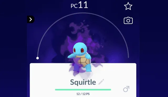 Squirtle oscuro en Pokémon GO.