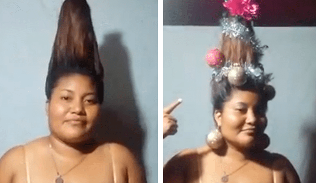Facebook: Mujer se realiza un extraño "peinado navideño" y quiere imponer una nueva moda