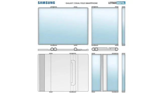 Este móvil plegable de Samsung tendrá doble bisagra. Foto: LetsGoDigital