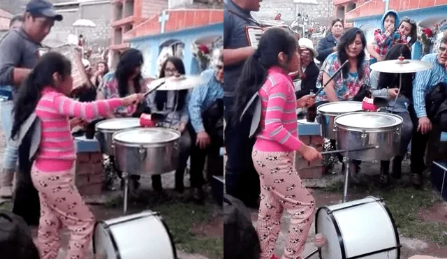 Vía Facebook: talentosa niña peruana sorprende al tocar la batería como una experta en cementerio [VIDEO]