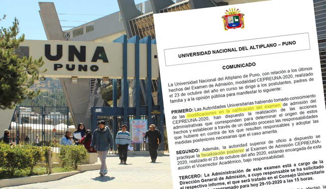 la Universidad Nacional del Altiplano  emitió comunicado este jueves. Foto: UNA