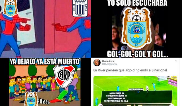 Mira los mejores memes de la derrota de Binacional ante River Plate. Foto: Redes Sociales