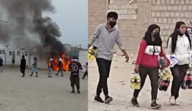 Arequipa. turba incendio la empresa Laive en Majes y saquearon Coca cola. Foto captura Majes Reporteros.