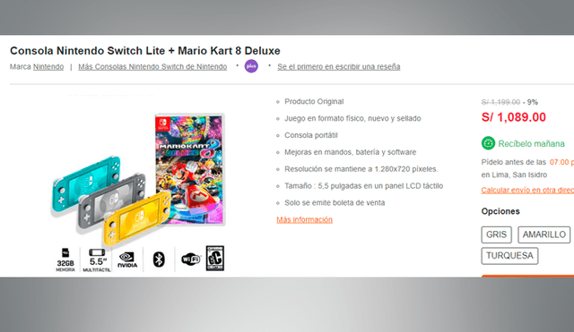 Nintendo Switch Lite alcanza precios increíbles en Perú por los Cyber Days.