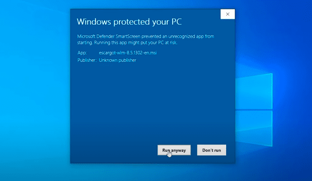 Al instalarla, es probable que Windows te advierta porque se trata de un programa no firmado por Microsoft (y que probablemente no firmen al tratarse de su propio software)