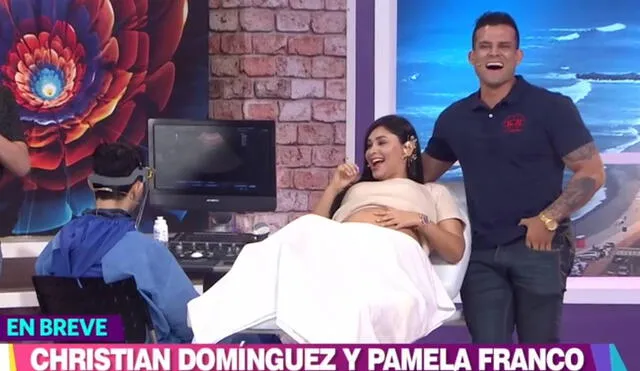 Christian Domínguez y Pamela Franco cuentan cuál es el sexo de su bebé en En boca de todos. Foto: Captura América TV