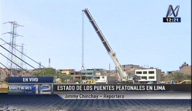 S.J.L: Municipio de Lima utiliza una grúa para evitar que se caiga otro puente | VIDEO