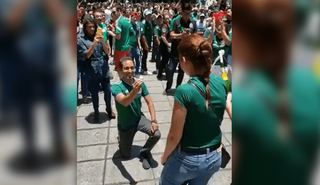 Eufórico hincha le pide matrimonio a su novia tras triunfo mexicano en el Mundial
