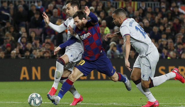 Barcelona venció a Levante por 1-0, con gol de Messi, en el partido por LaLiga