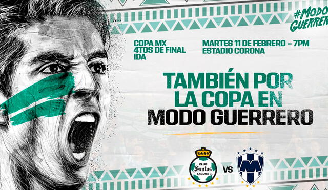 Ver EN VIVO Monterrey vs. Santos Laguna por los cuartos de final de la Copa MX. Foto: Twitter