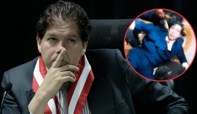 Iván Noguera sufrió aparatosa caída mientras declaraba a la prensa en el Congreso [VIDEO]