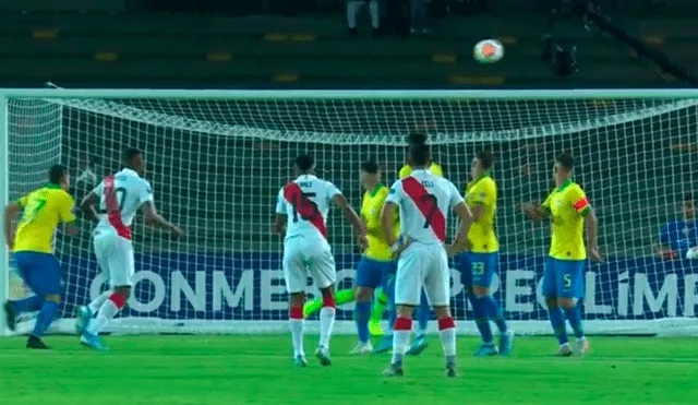 Marcos López tuvo el primero de Perú sobre Brasil a balón parado en partido correspondiente por la fecha 1 del Grupo B del Preolímpico sub 23.