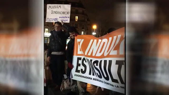 Plantón en París contra el indulto de Alberto Fujimori [VIDEO]