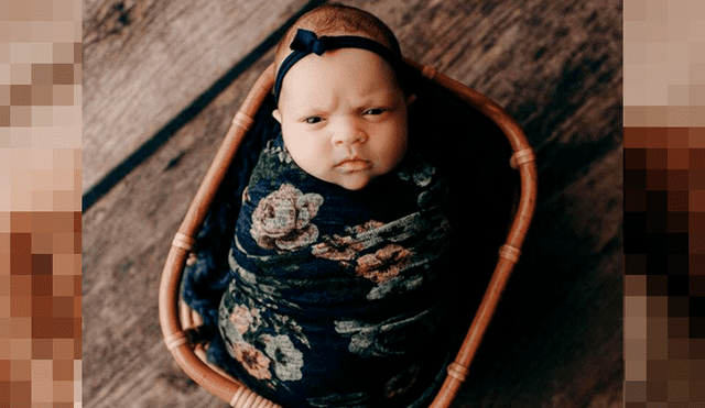 Bebé recién nacida realiza graciosos gestos de ‘molestia’ durante sesión fotográfica [FOTOS]