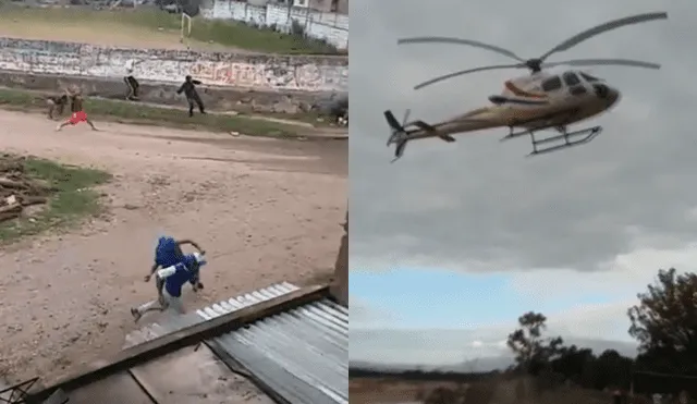 Jóvenes incumplieron aislamiento obligatorio para jugar fútbol y la policía llegó en helicóptero. Foto: Captura