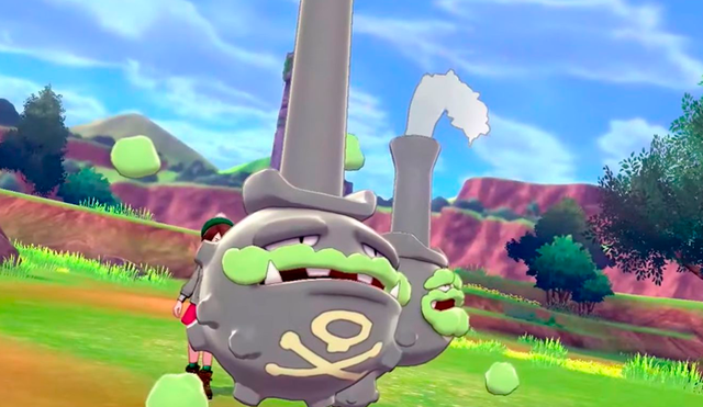 Weezing en su forma Galar dentro de Pokémon Escudo y Espada.