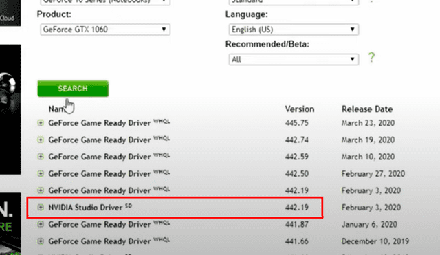 El Studio driver de NVIDIA puede mejorar la performance de la serie Geforce para tareas de edición. Imagen: Captura.