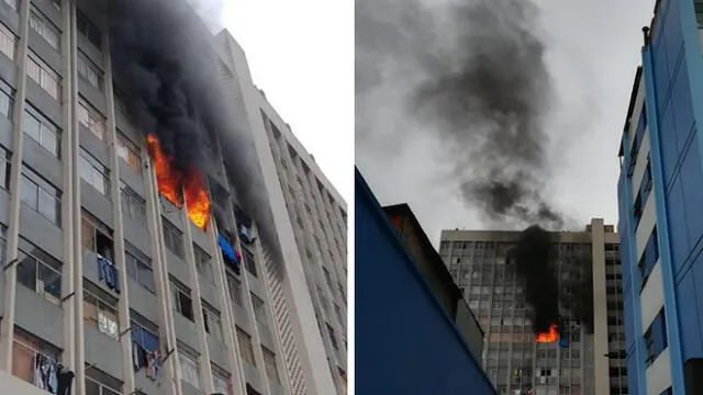 Avenida Abancay: bomberos controlan incendio en edificio [VIDEO]