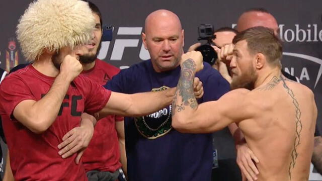 McGregor vs Khabib protagonizan encendido careo previo a UFC 229 [VIDEO]
