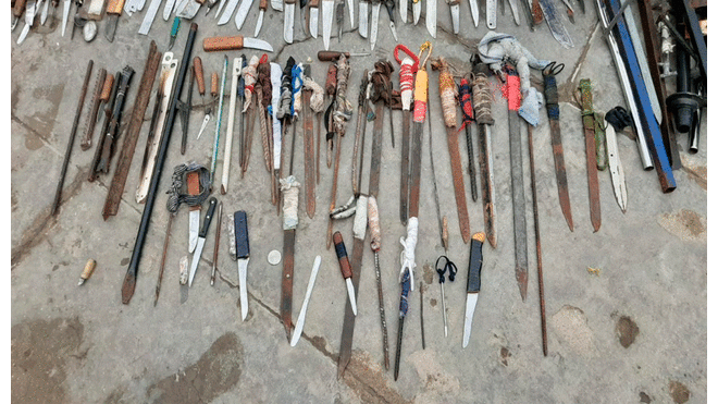 Hallaron 107 armas punzocortantes en penal de Chiclayo.