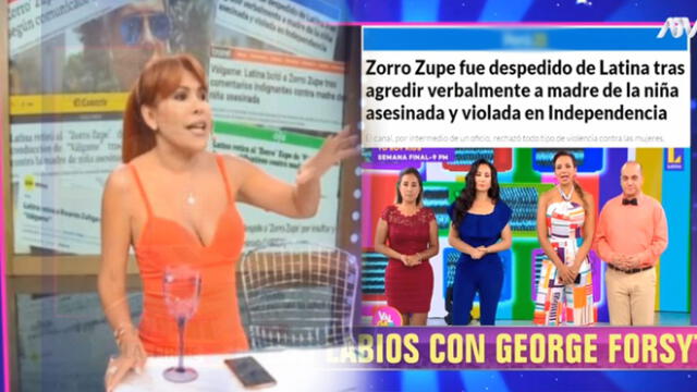 Magaly Medina aplaude despido de 'Zorro Zupe' tras comentarios sobre caso de la niña Camilita. (Foto: Captura ATV)