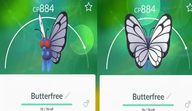 Así luce un Butterfree macho en Pokémon GO. Foto: Captura.