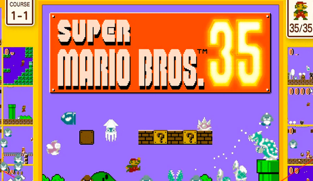 Super Mario Bros. 35, solo estará disponible para usuarios de Nintendo Switch Online hasta el 31 de marzo del 2021. imagen: Nintendo.