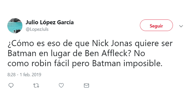 Batman: Piden regreso de Affleck tras pedido de Nick Jonas para ser Bruce Wayne