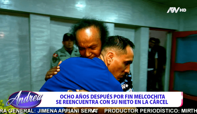 Melcochita y su nieto Jesús se dieron un cálido abrazo. Foto: captura de ATV