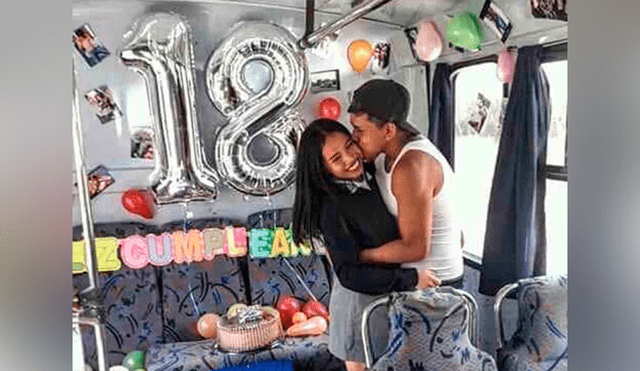 Chofer cumple 18 años y su novia le hace colorida fiesta en el bus donde trabaja [FOTOS]