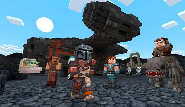 La serie The Mandalorian también llega como DLC al mundo de Minecraft. Foto: Minecraft