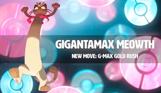 Meowth forma Gigamax en Pokémon Escudo y Espada.