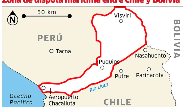 Zona de disputa marítima entre Chile y Bolivia
