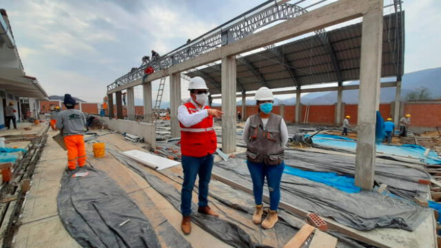 Supervisan reconstrucción de colegio en Oyotún, Lambayeque