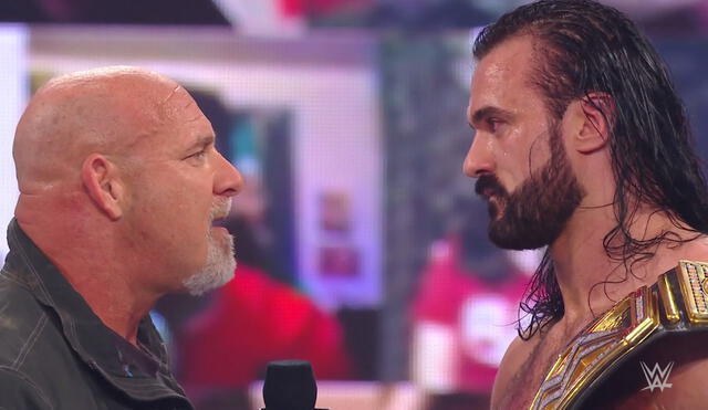 Goldberg encaró a Drew McIntyre en el final de Monday Night Raw. Foto: WWE