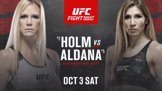 UFC Holm vs. Aldana en una batalla por la división de peso gallo. Foto: UFC