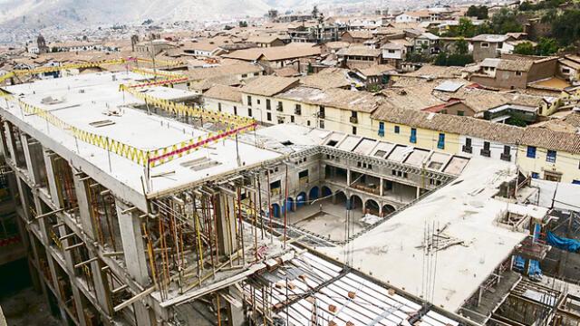 Construcción. Edificio de siete pisos y dos sótanos afectó andenes y muros incas en la céntrica calle Saphy de Centro Histórico.